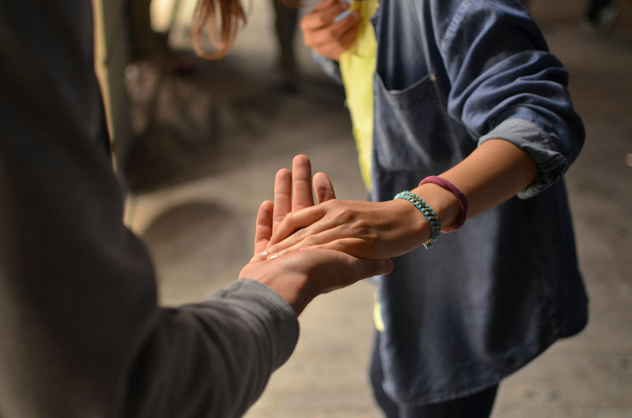 holding hands